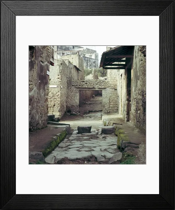 Framed Print : A street and houses, Pompeii, Italy Framed Print : A street and houses, Pompeii, Italy