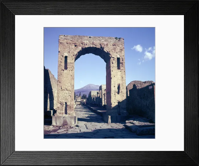 Framed Print : Arch of Caligula with Vesuvius beyond, Pompeii, Italy Framed Print : Arch of Caligula with Vesuvius beyond, Pompeii, Italy