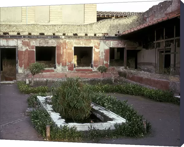 Garden in the courtyard of the Roman Villa, the House of the Stags, Herculaneum, Italy