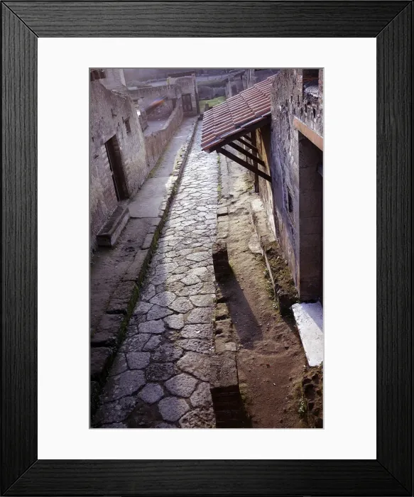 Framed Print : View down Cardo IV (street) from the balcony of the Casa a Graticcio, Herculaneum, Italy Framed Print : View down Cardo IV (street) from the balcony of the Casa a Graticcio, Herculaneum, Italy