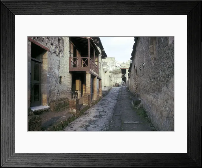 Framed Print : Casa a Graticcio, Herculaneum, Italy: facade of the Roman house Framed Print : Casa a Graticcio, Herculaneum, Italy: facade of the Roman house