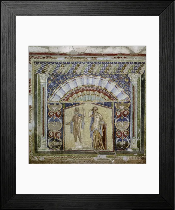 Framed Print : Roman mosaic in the Nymphaeum of the House, Herculaneum, Italy Framed Print : Roman mosaic in the Nymphaeum of the House, Herculaneum, Italy