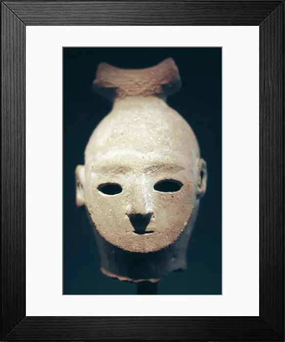 Framed Print : Head of a Haniwa tomb figure, Japanese, Kofun period, 6th century Framed Print : Head of a Haniwa tomb figure, Japanese, Kofun period, 6th century