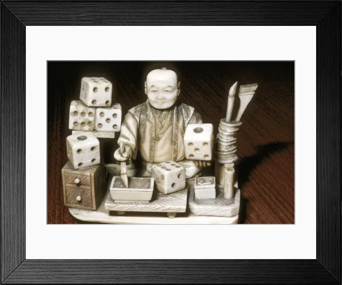 Framed Print : Dice painter, Japanese, c1860 Framed Print : Dice painter, Japanese, c1860