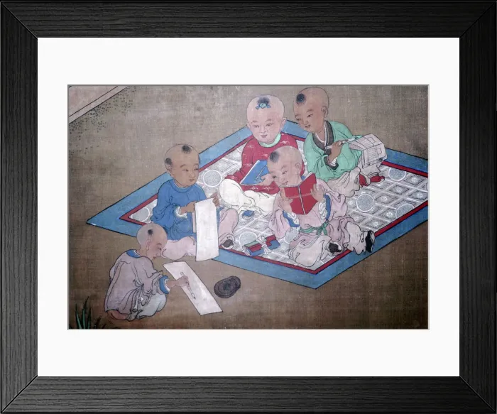 Framed Print : Children at play, Japanese painting, 18th century Framed Print : Children at play, Japanese painting, 18th century