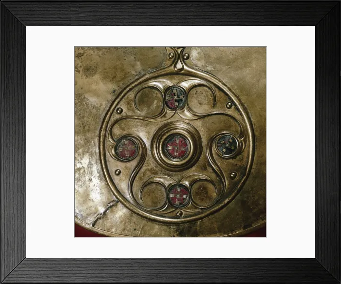 Framed Print : Detail of Celtic decoration, Battersea Shield, Celtic, c2nd - 1st century BC
