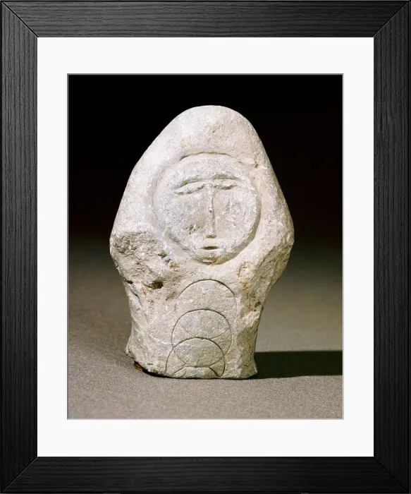 Framed Print : Celtic carved head, Eype, Dorset, c1st century Framed Print : Celtic carved head, Eype, Dorset, c1st century