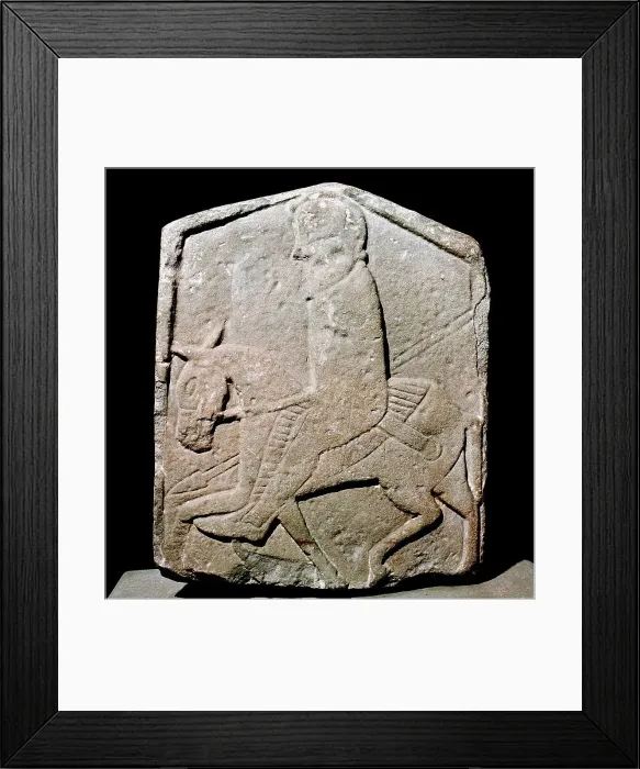 Framed Print : Pictish horseman on slab, Meigle, Perthshire, Scotland Framed Print : Pictish horseman on slab, Meigle, Perthshire, Scotland