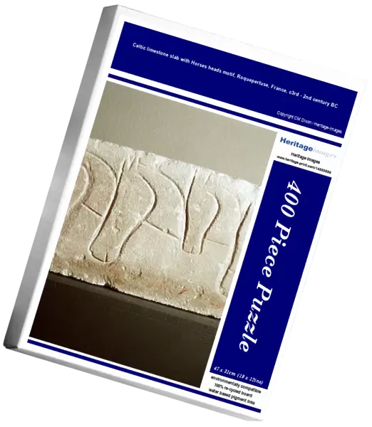 Celtic limestone slab with Horses heads motif, Roquepertuse, France, c3rd - 2nd century BC