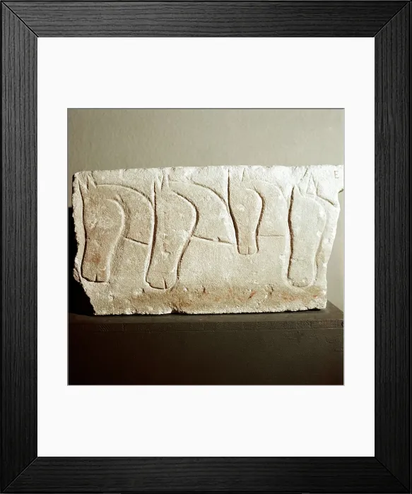 Framed Print : Celtic limestone slab with Horses heads motif, Roquepertuse, France, c3rd - 2nd century BC Framed Print : Celtic limestone slab with Horses heads motif, Roquepertuse, France, c3rd - 2nd century BC