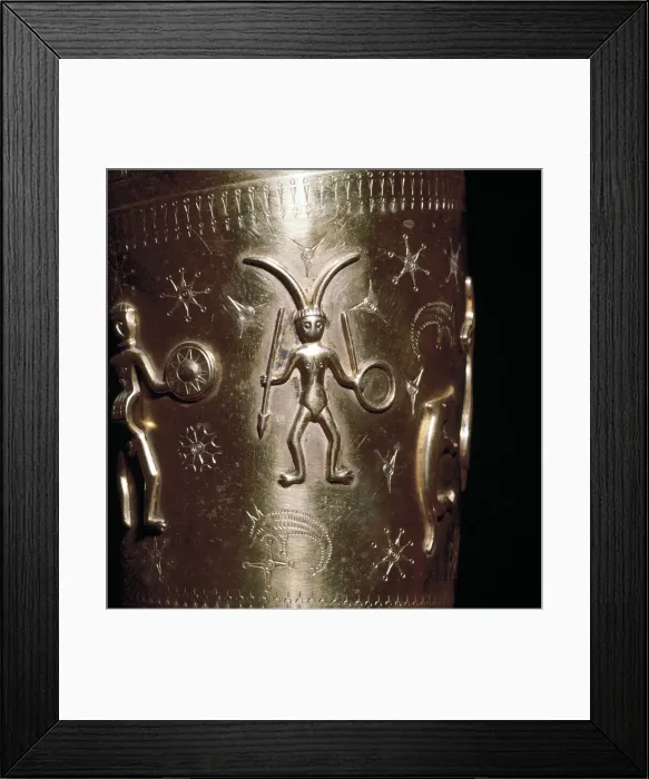 Framed Print : Detail of Horned figure on Gallehus Horn, Denmark Framed Print : Detail of Horned figure on Gallehus Horn, Denmark