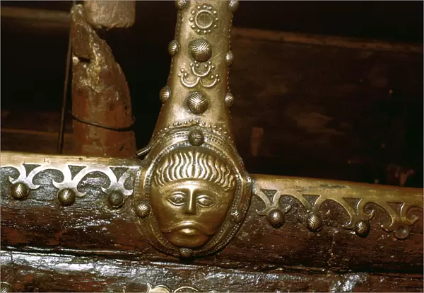 Detail of bronze with Celtic head, Dejberg Cart, Denmark, c1st - 2nd century
