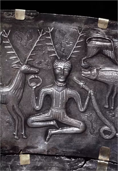Gundestrup Cauldron, showing Celtic horned god Cernunnos with torc, Denmark, c100 BC