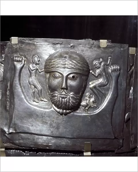 Gundestrup Cauldron, Celtic God holding two men, Danish, c100 BC
