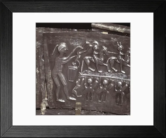 Framed Print : Detail from Gundestrup Cauldron, showing Warriors and horsemen, Danish, c100 BC Framed Print : Detail from Gundestrup Cauldron, showing Warriors and horsemen, Danish, c100 BC