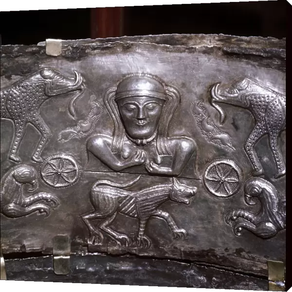 Gundestrup Cauldron, Celtic Goddess with elephants, Danish, c100 BC