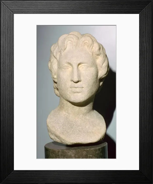 Framed Print : Roman copy of a lost Greek original bust of Alexander the Great, 350 BC Framed Print : Roman copy of a lost Greek original bust of Alexander the Great, 350 BC
