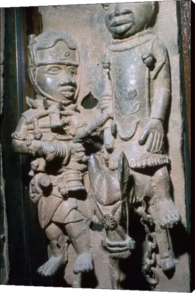 Brass plaque showing the Oba of Benin with attendants, Edo, Benin, Nigeria, 16th century