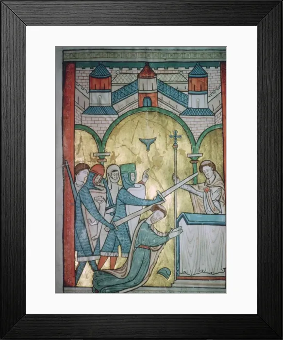 Framed Print : Twelfth century illustration of the murder of St Thomas-a-Becket (1118-1170) from a psalter Framed Print : Twelfth century illustration of the murder of St Thomas-a-Becket (1118-1170) from a psalter