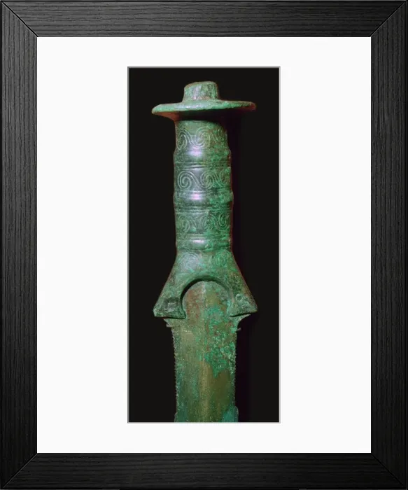 Framed Print : Hilt of an early bronze sword, 13th century BC Framed Print : Hilt of an early bronze sword, 13th century BC