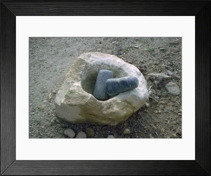 Framed Print : Neolithic quern for grinding corn Framed Print : Neolithic quern for grinding corn