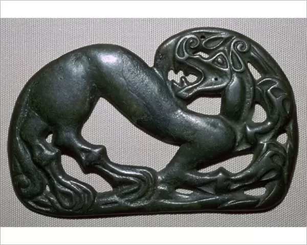 Chinese fourth century BC bronze plaque, depicting a tiger