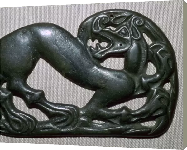 Chinese fourth century BC bronze plaque, depicting a tiger