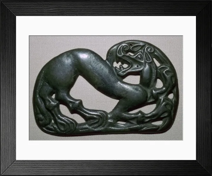 Framed Print : Chinese fourth century BC bronze plaque, depicting a tiger Framed Print : Chinese fourth century BC bronze plaque, depicting a tiger