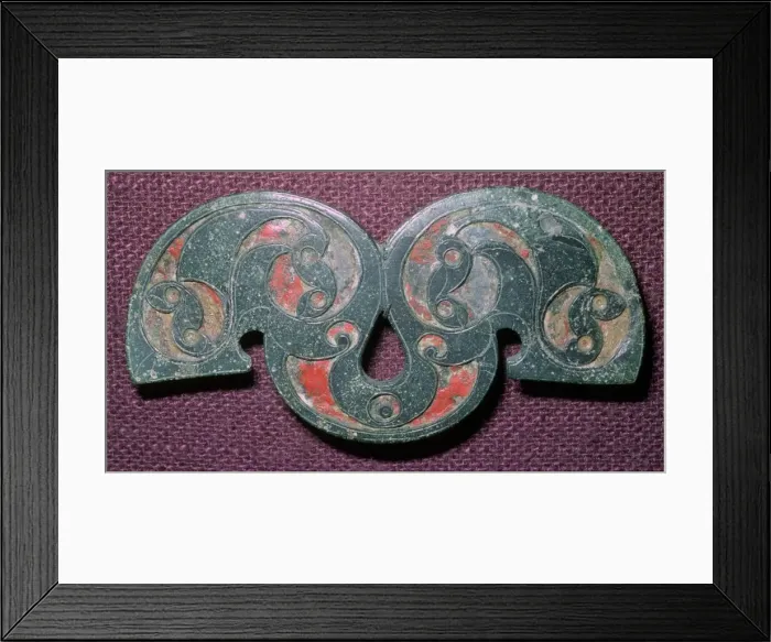 Framed Print : Celtic bronze enamelled mount from Polden Hill, Somerset Framed Print : Celtic bronze enamelled mount from Polden Hill, Somerset