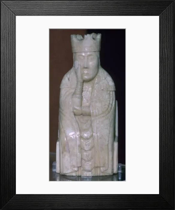 Framed Print : A Queen - The Lewis Chessmen, (Norwegian?), c1150-c1200 Framed Print : A Queen - The Lewis Chessmen, (Norwegian?), c1150-c1200
