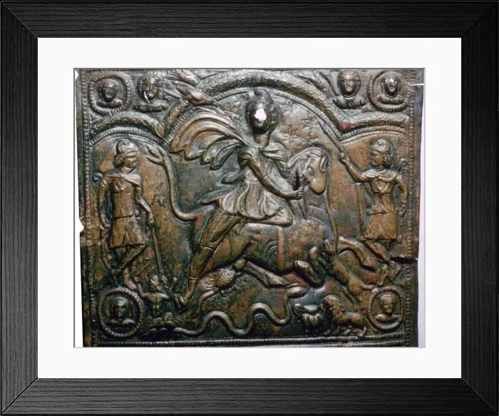 Framed Print : Bronze Roman relief of Mithras killing a bull Framed Print : Bronze Roman relief of Mithras killing a bull