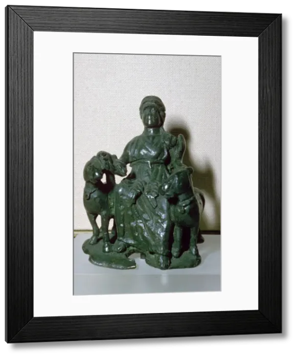 Framed Print : Copper alloy figure of the goddess Epona, seated between two ponies, from Wiltshire, England Framed Print : Copper alloy figure of the goddess Epona, seated between two ponies, from Wiltshire, England