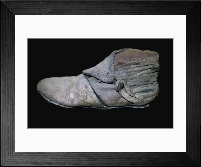 Framed Print : Viking leather boot, 10th century Framed Print : Viking leather boot, 10th century