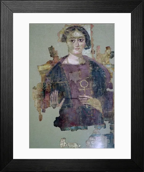 Framed Print : Coptic painting of a man holding an ankh-cross Framed Print : Coptic painting of a man holding an ankh-cross