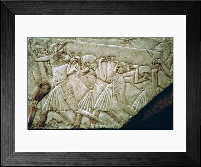 Framed Print : Egyptian relief of men moving a stone lintel Framed Print : Egyptian relief of men moving a stone lintel