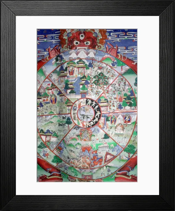 Framed Print : Tibetan painting of the wheel of transmigratory existence Framed Print : Tibetan painting of the wheel of transmigratory existence