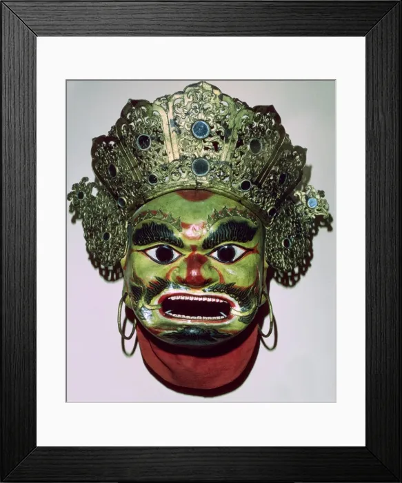 Framed Print : Tibetan mask used in ritual dance, c9th century Framed Print : Tibetan mask used in ritual dance, c9th century