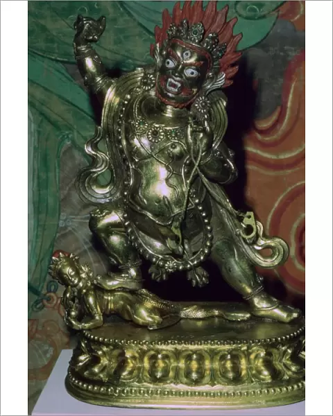 Tibetan gilt-bronze statuette of Vajrapani