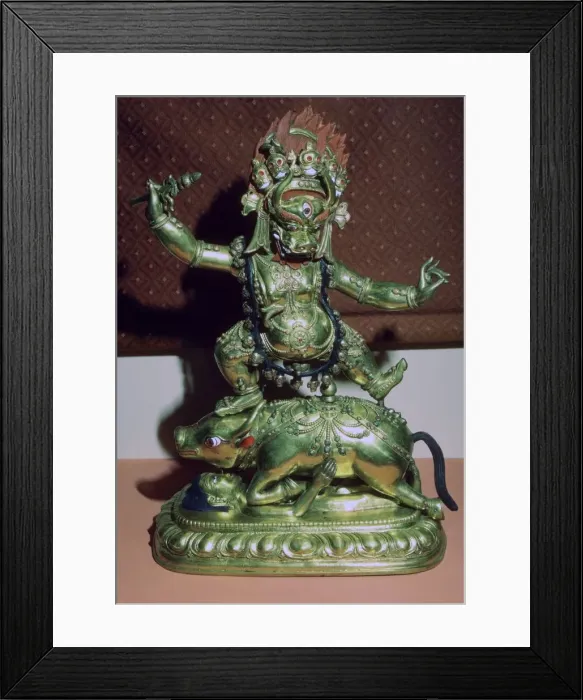 Framed Print : Tibetan gilt-bronze statuette of Yamer Framed Print : Tibetan gilt-bronze statuette of Yamer
