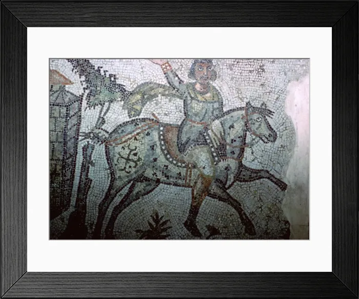 Framed Print : Mosaic of a Vandal on horseback, 5th century Framed Print : Mosaic of a Vandal on horseback, 5th century