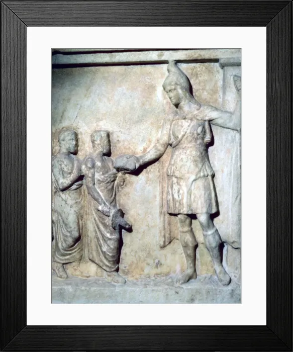 Framed Print : Votive relief for the goddess Artemis, 4th century BC Framed Print : Votive relief for the goddess Artemis, 4th century BC