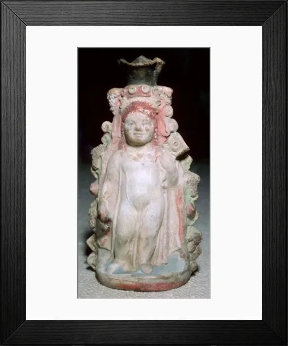 Framed Print : Greek terracotta oil flask of the infant Dionysus Framed Print : Greek terracotta oil flask of the infant Dionysus