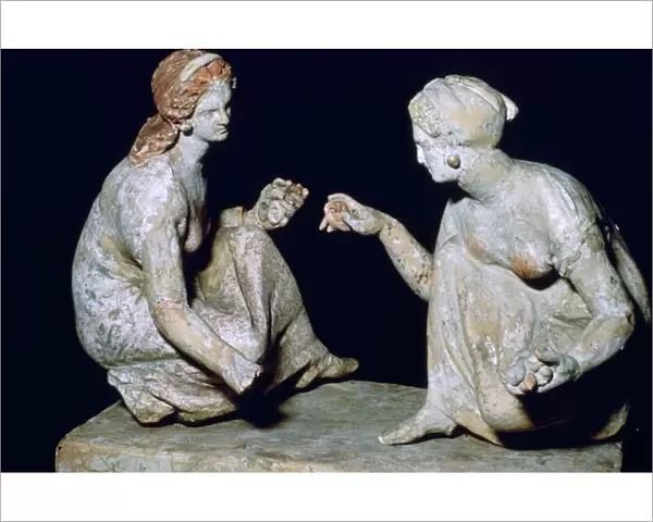 Terracotta group of knucklebone (astragalos) players, Hellenistic Greek, c330-c300 BC