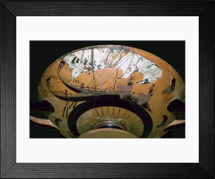 Framed Print : Two Greek ships painted on a Greek cup Framed Print : Two Greek ships painted on a Greek cup