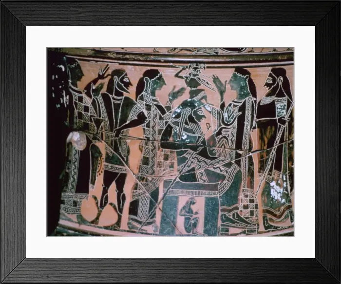 Framed Print : Black-figured neck-amphora depicting the birth of Athena, Attica, Greece Framed Print : Black-figured neck-amphora depicting the birth of Athena, Attica, Greece