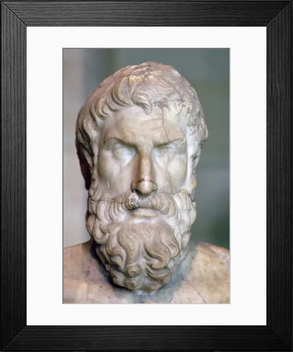 Framed Print : Bust of the Greek philosopher Epicurus, c3rd century BC Framed Print : Bust of the Greek philosopher Epicurus, c3rd century BC