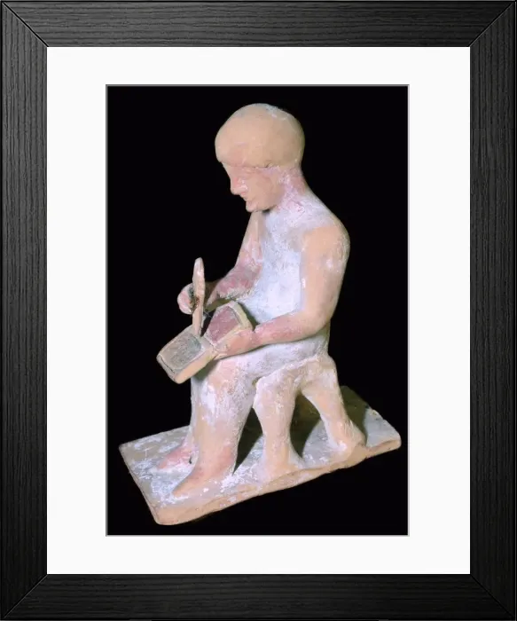 Framed Print : Greek terracotta of a man writing Framed Print : Greek terracotta of a man writing