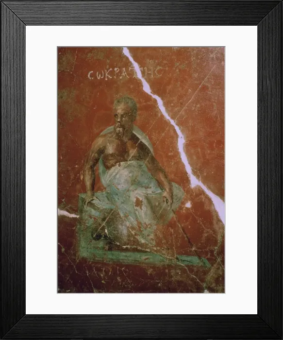 Framed Print : Wall-painting of the Greek philosopher Socrates, 2nd century BC Framed Print : Wall-painting of the Greek philosopher Socrates, 2nd century BC