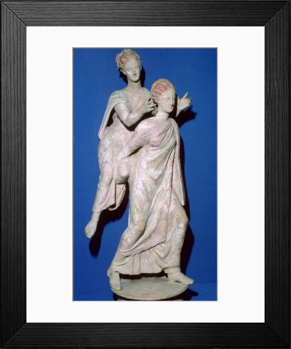 Framed Print : Greek terracotta statuette of an ephedrismos group, 3rd century BC Framed Print : Greek terracotta statuette of an ephedrismos group, 3rd century BC