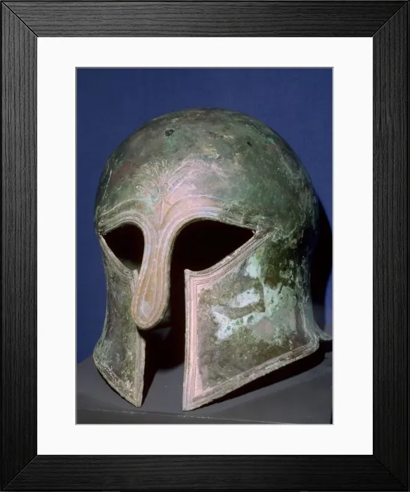 Framed Print : Corinthian style Greek helmet, 6th century BC Framed Print : Corinthian style Greek helmet, 6th century BC